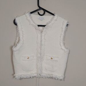 J. Crew Textured Vest Ivory Cropped Sleeveless Women's Size M